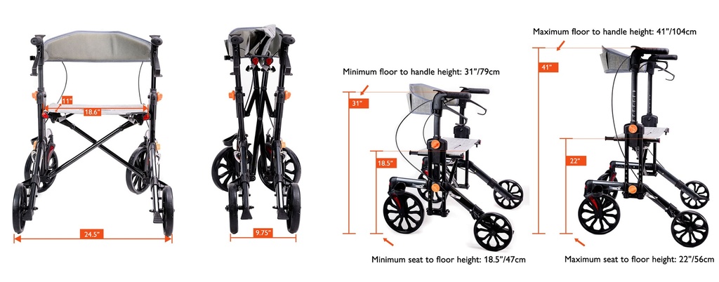 Stride 3 in 1 Rollator Black