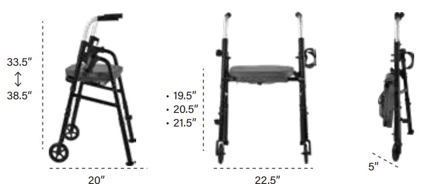 Essentials Basic Folding Walker with Seat