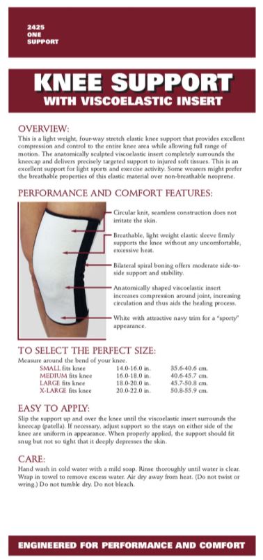 Elastic Knee Support w/Gel Pad insert &amp; spiral stays