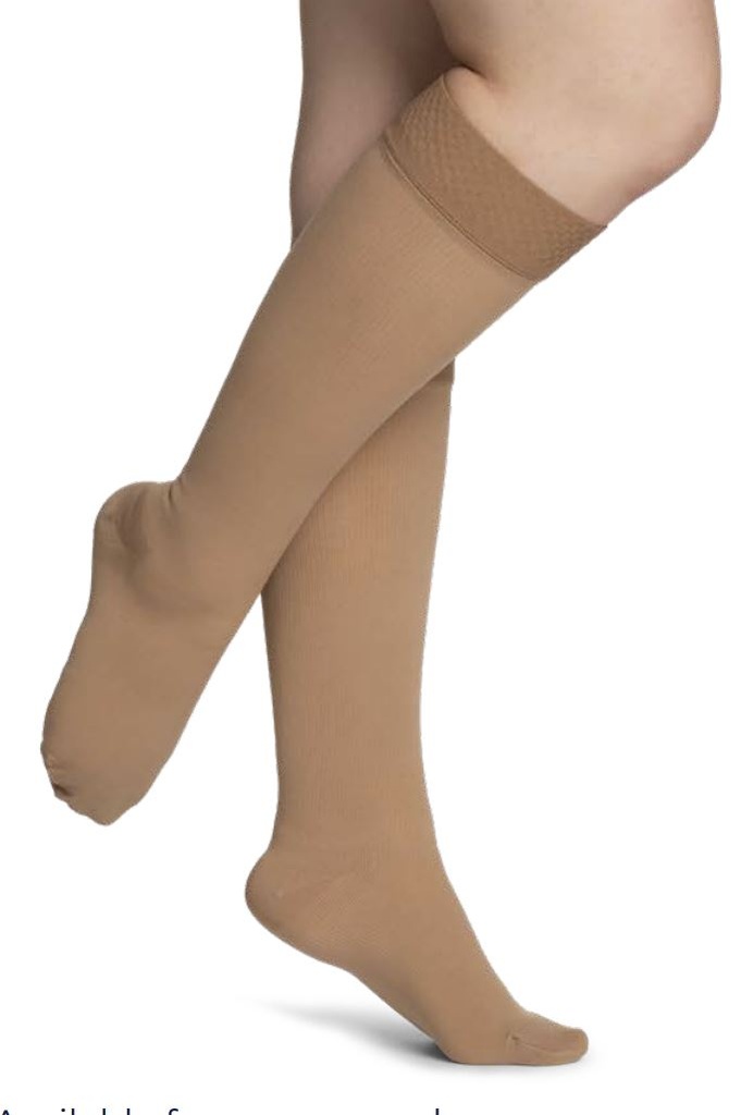 Sigvaris Mens 20-30 mmHg Knee High Closed Toe Essential Cotton Blend Compression Socks w/Grip-Top (pair)