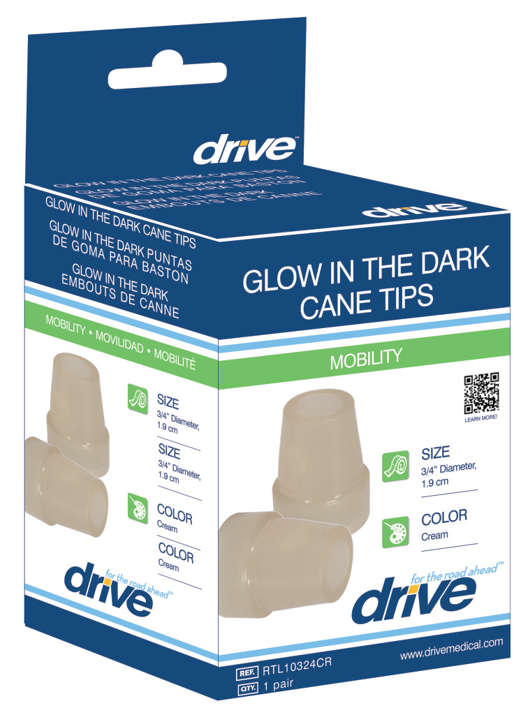 3/4&quot; Glow In The Dark Cane Tips  - Box/2