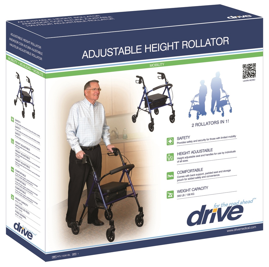 Adjustable Height Rollator, 6&quot; Wheels