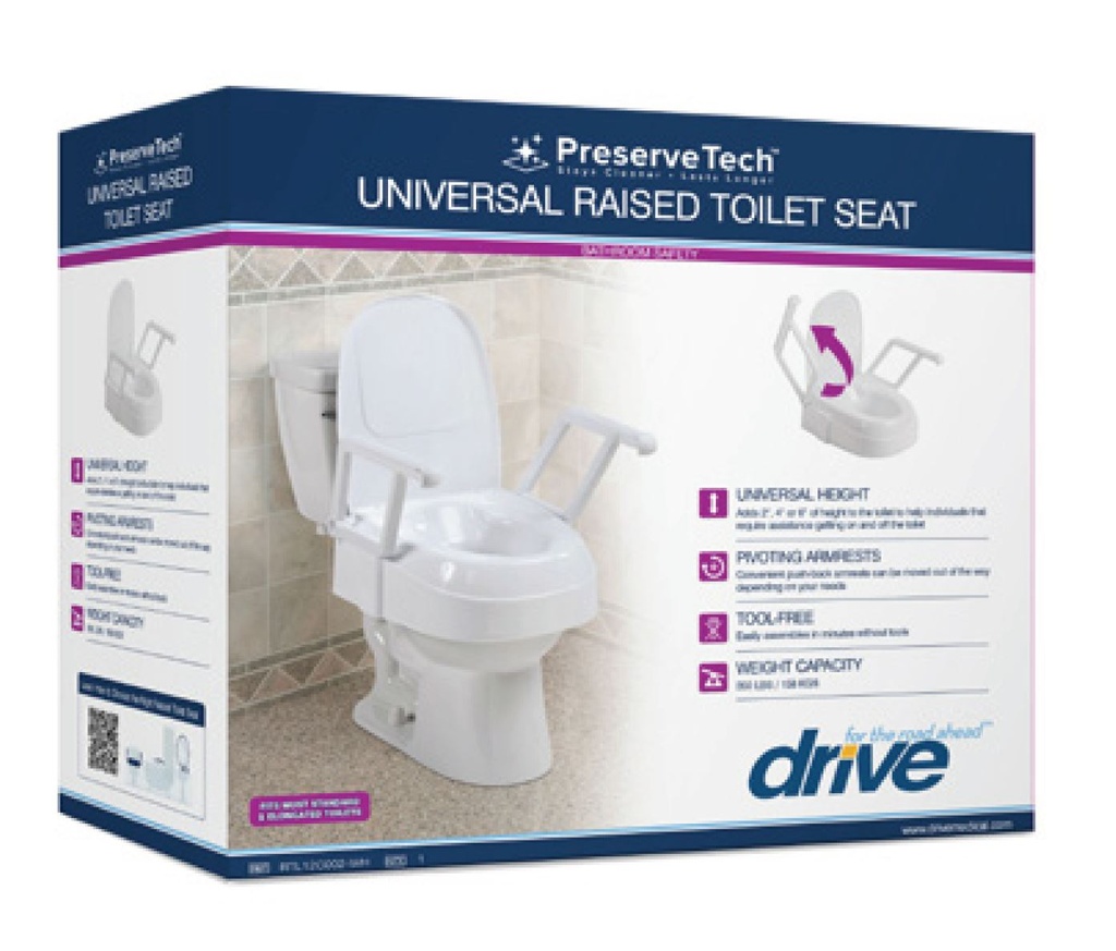 Universal Adjustable Raised Toilet Seat with Arms