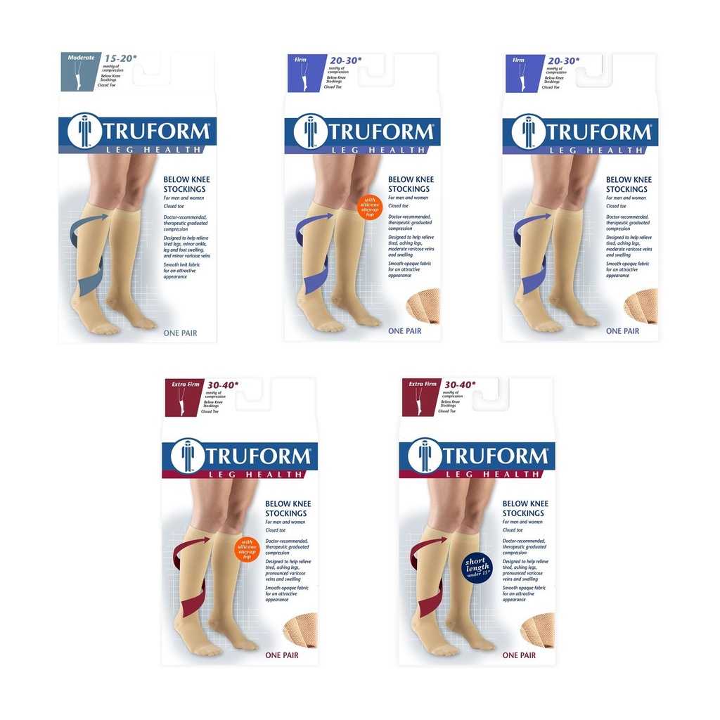 Truform 30-40 mmHg Closed Toe Thigh High Compression Stockings, Beige (Men  & Women)