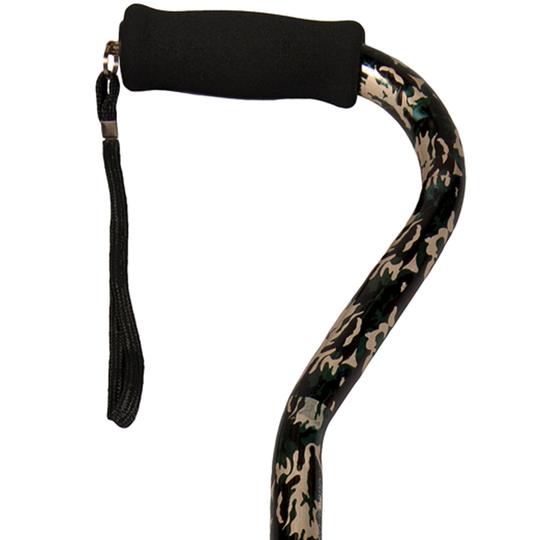 Adjustable Patterned Cane with Offset Handle, Soft Foam Grip &amp; Wrist Strap