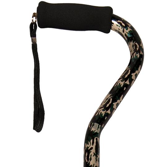 Adjustable Patterned Cane with Offset Handle, Soft Foam Grip & Wrist Strap