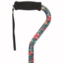 Adjustable Patterned Cane with Offset Handle, Soft Foam Grip & Wrist Strap