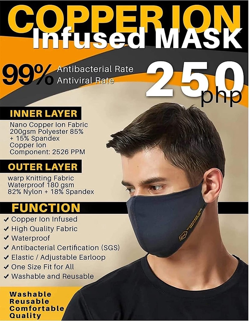Antimicrobial Copper Ion CU2+ Infused Washable Reusable Knits Stretch Sport Face Mask (Single Green) 1