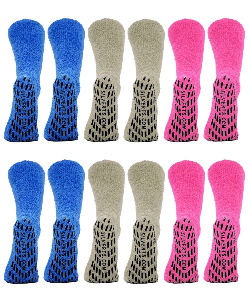 Mens / Womens Non Skid Hospital Socks - 6 Pairs Slipper Socks