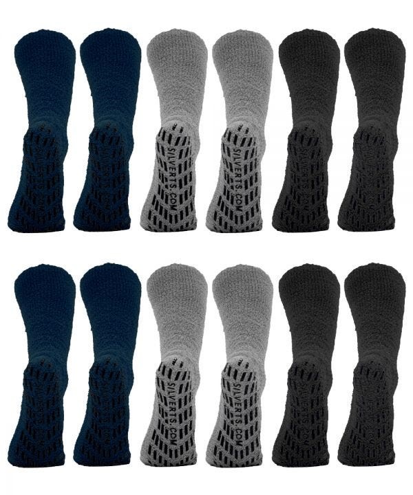 3 Pair Anti Slip Slipper Hospital Socks with grips Non Skid for Adults Men  Women