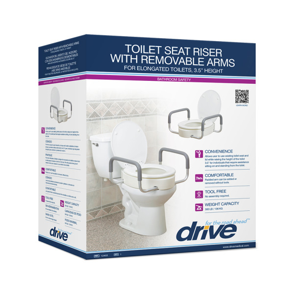 Premium Toilet Seat Elevator with Removable Arms (adds 3.5&quot; Height)