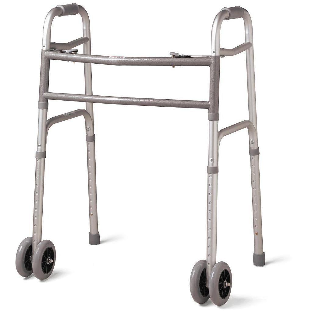 Guardian 2 Button Extra Wide Folding Bariatric Walker w/5" wheels (20.5" Between Handles)