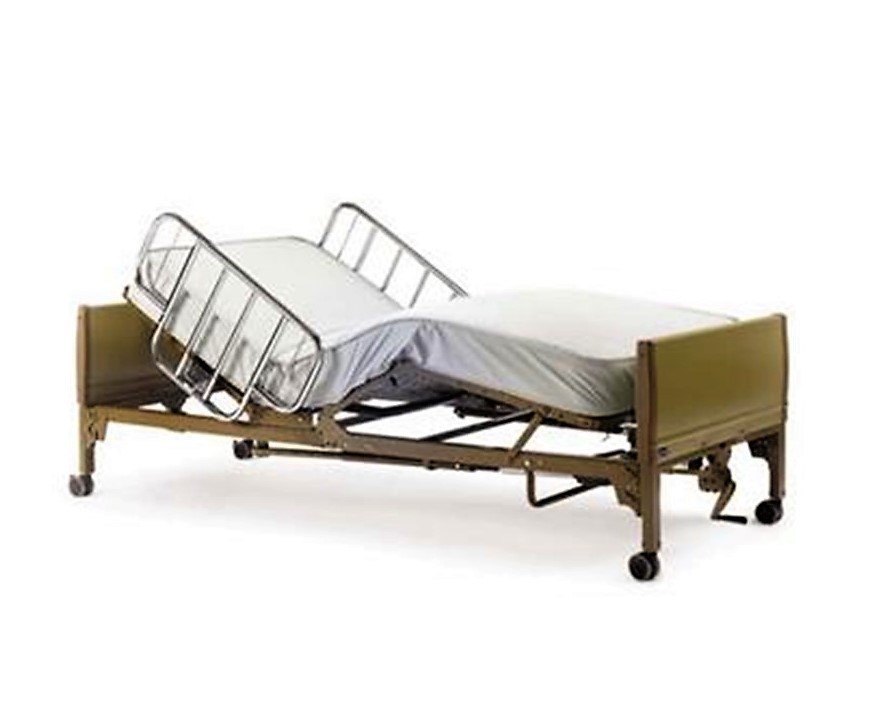Hospital Bed Full Electric with Zoned Pressure Relief Mattress and Bed Rails