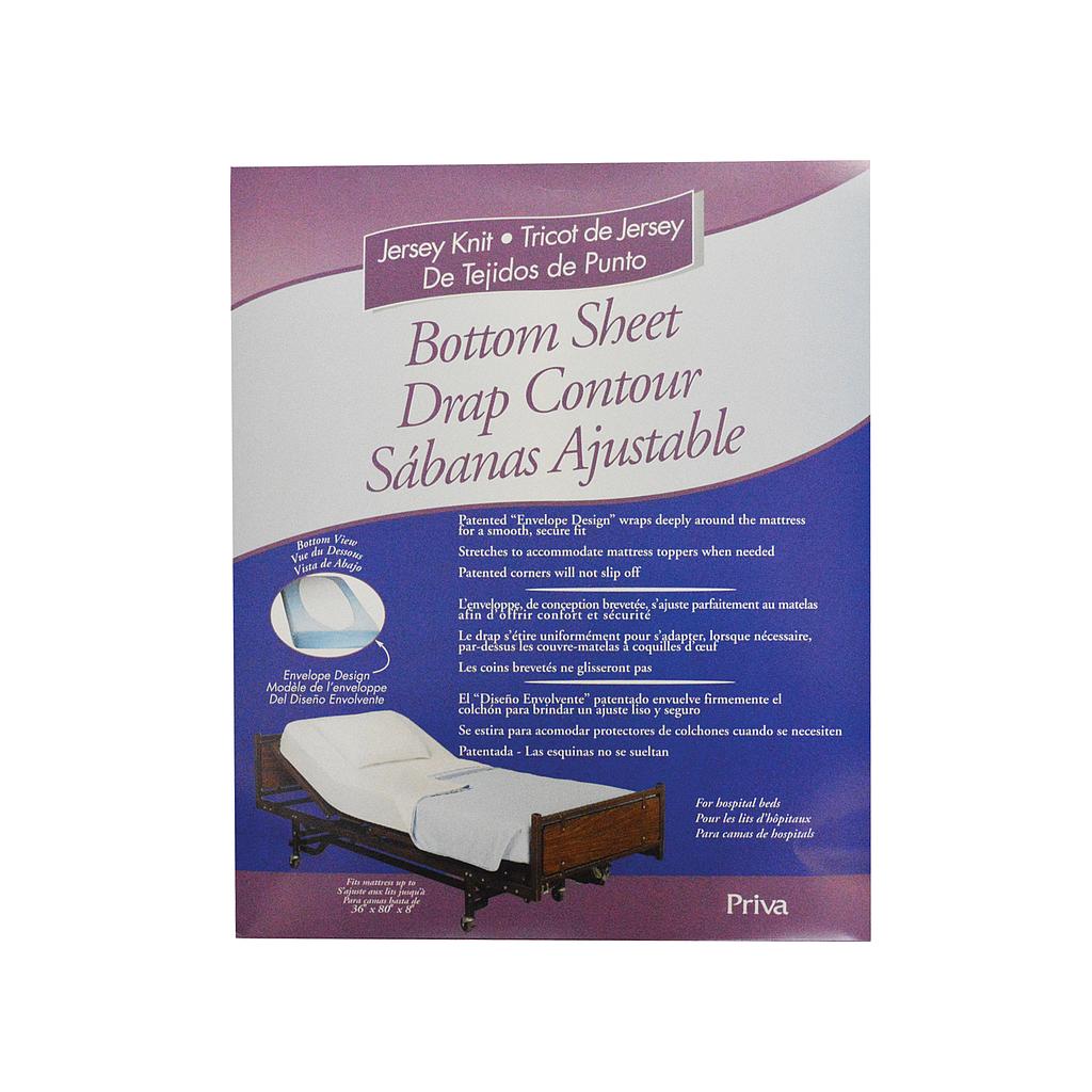 Priva Bottom Fitted Cotton/Poly Knit Sheet for 80"x36" Hospital Bed (discontinued, see UPC 14929)