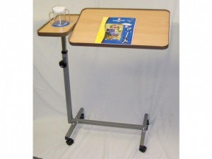 Parsons Overbed Table, Height Adjustable,  Laminate Tiltable Top  w/Molded Edge w/non-tiltable section  