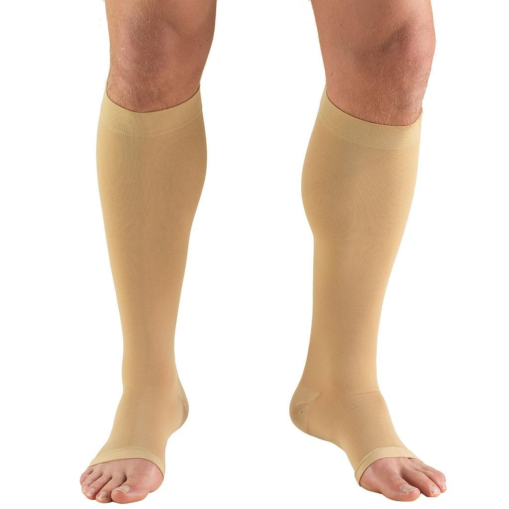 Open Toe Knee-High Compression Support Socks 30-40 (Size Medium SHORT, Color Beige)