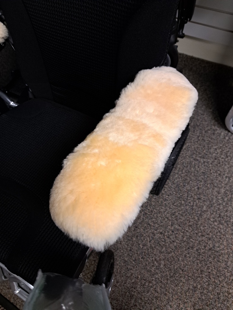 Natural Washable Medical Grade Shearling Sheepskin Wheelchair Armpad Cover 14" (each)