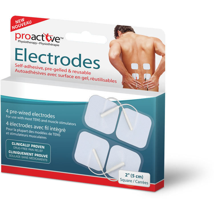 Pre-Gelled Electrodes, 2&quot; Square, Pkg/4