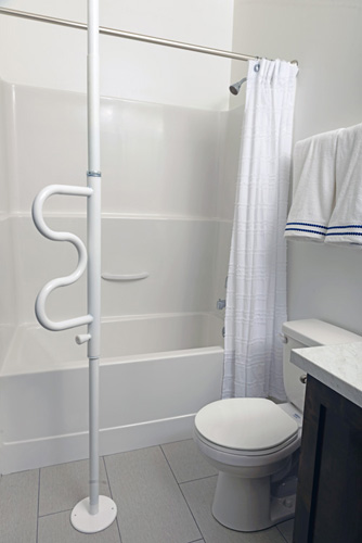 Transfer Pole With Curve Grab Bar White  