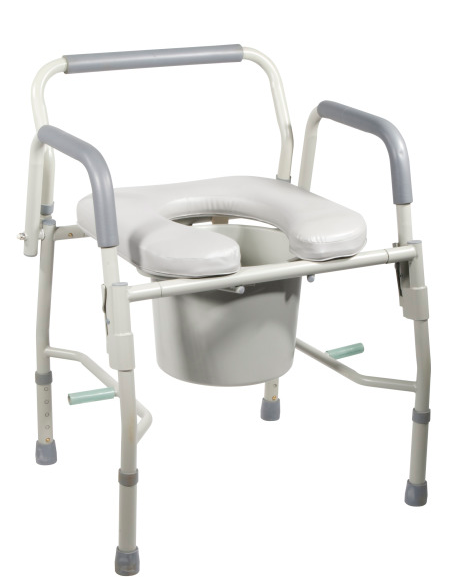 Drop-Arm Commode with Padded Seat