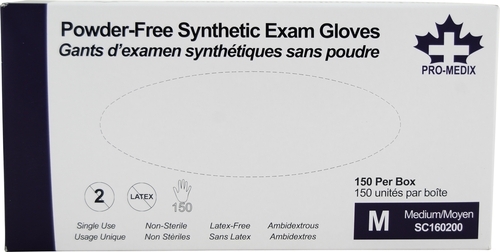 Powder Free Pro-Medix Synthetic Disposable Exam Gloves Box/150