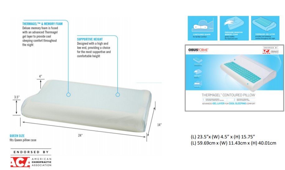 Obus Forme Thermagel Memory Foam Contour Pillow 