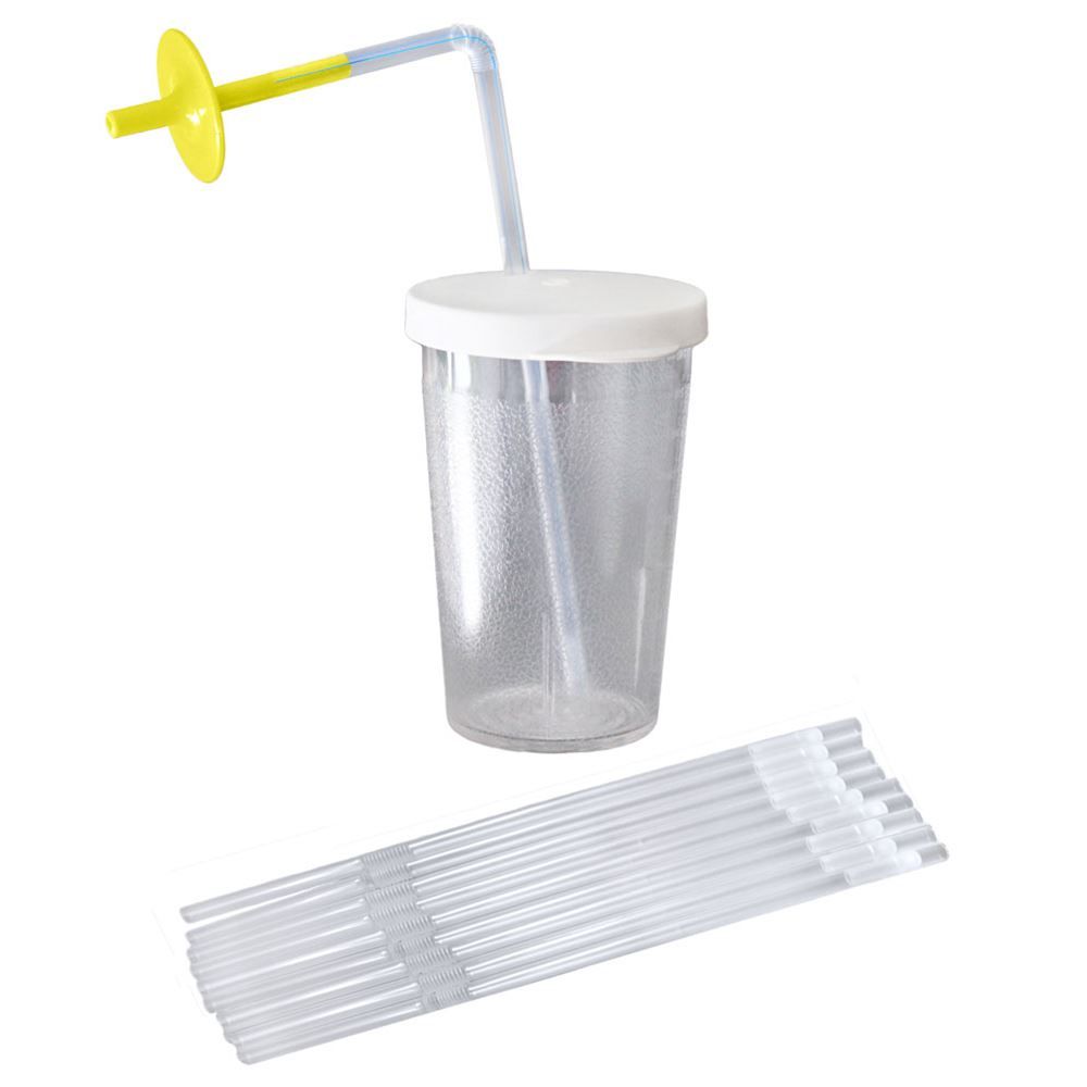 Sip-Tip Cup, Lid, One-Way Valve &amp; 10 Straws