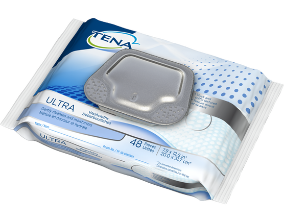 Tena Ultra Washcloths (Wet Wipes) package of 48