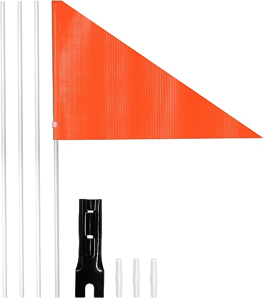 Safety Flag with Fiberglass Pole &amp; Mounting Bracket - Adjustable Length