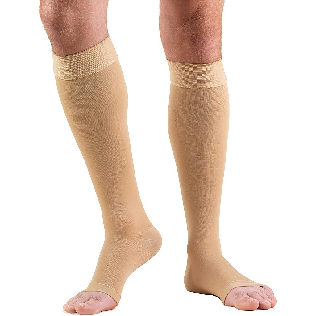 Truform Compression Socks Knee-High Silicone Dot OPEN TOE 20-30mmHg-Beige