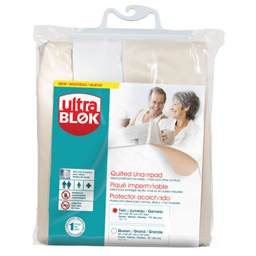 UltraBlok™ Quilted Underpad, With Tuck-In Panels Twin Size