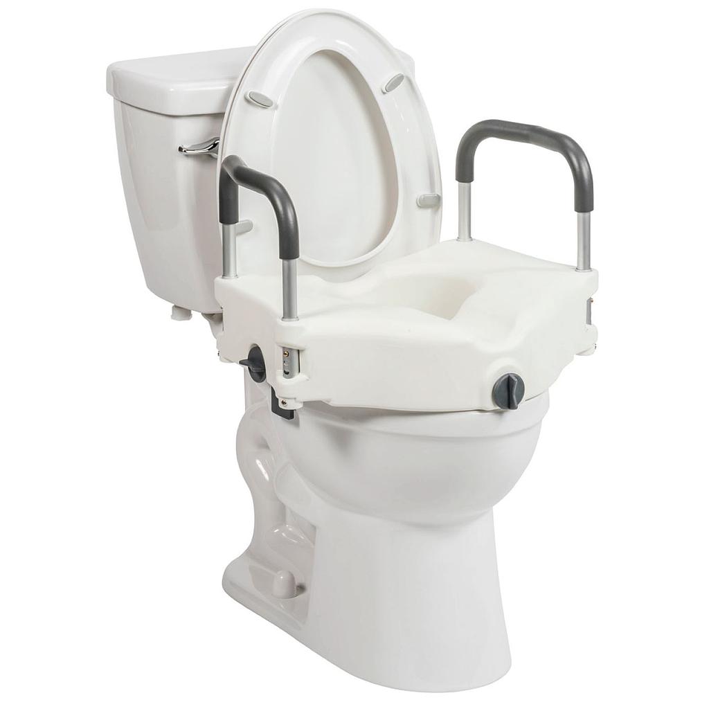 Secure Lock Raised Toilet Seat with Removable Arms