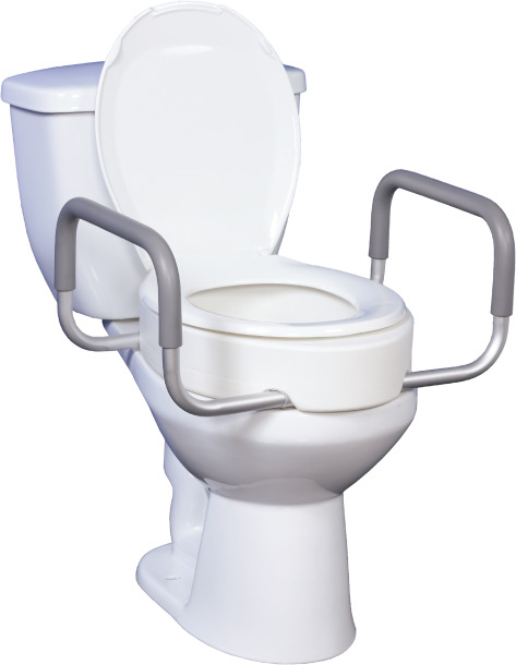 Premium Bolt-On 4&quot; Elongated Raised Toilet Seat w/Removable Arms
