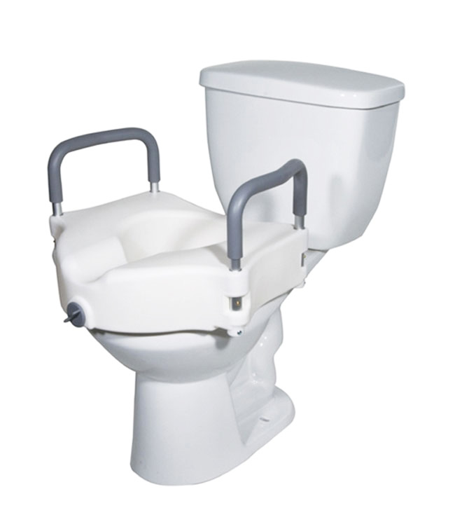 Locking Raised Toilet Seat with Removable Arms (Round/Elongated 4" Rise)