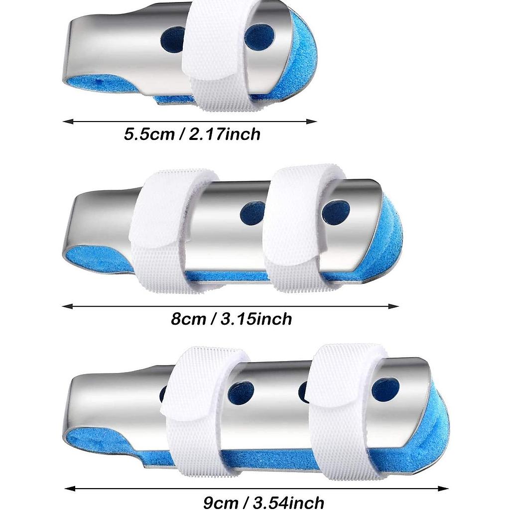  Pediatric Metal Padded Finger Support Finger Stabilizer/Splint with Soft Foam Interior and Loop Straps