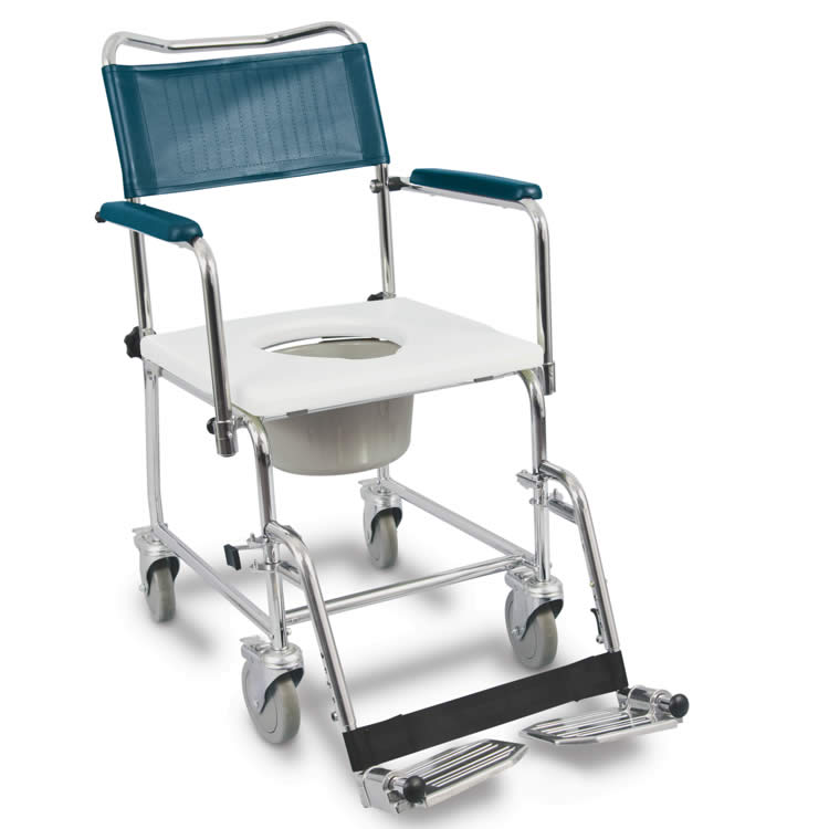 Drop-Down Armrest Commode Chair on Wheels