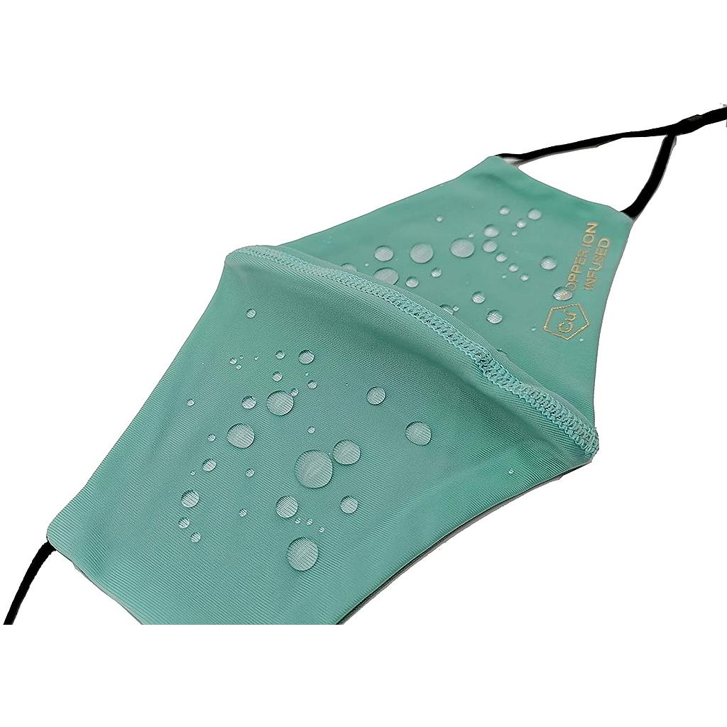 Antimicrobial Copper Ion CU2+ Infused Washable Reusable Knits Stretch Sport Face Mask (Single Green)