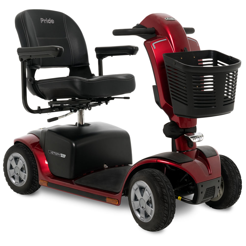 Pride Victory 10.2 - 4 Wheel Scooter,  Candy Apple Red  (with batteries)