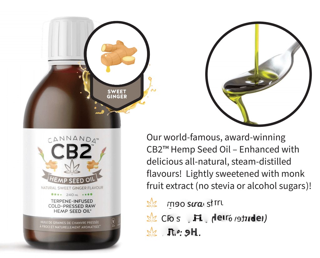 CB2 Hemp Seed Oil Sweet Ginger Flavour (240ml) 