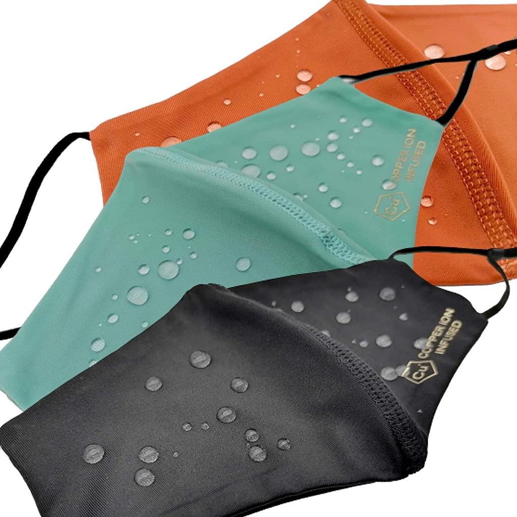 3 Pack Antimicrobial Nano Technology Copper Ion CU2+ Infused Washable Reusable Sport Face Mask