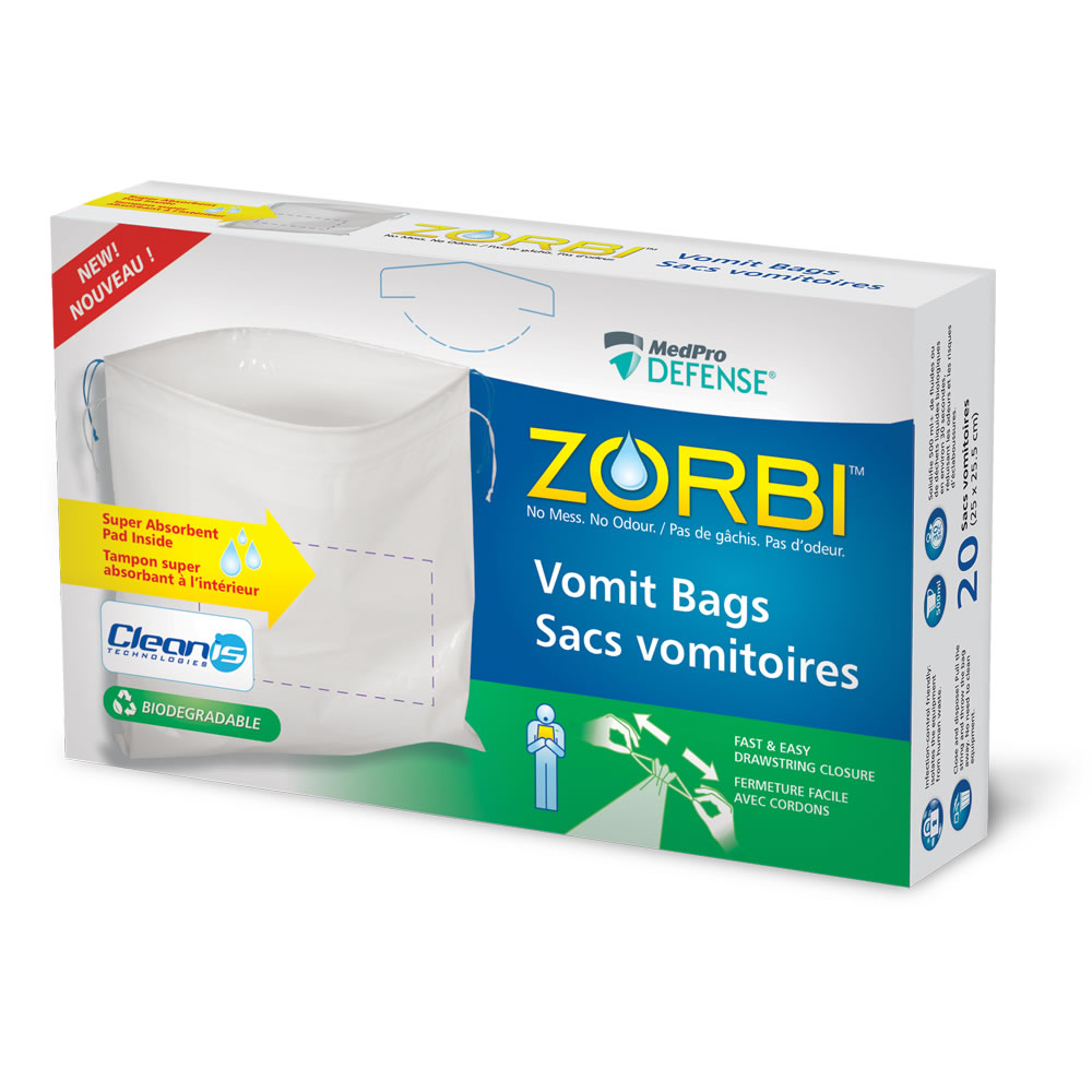 ZORBI™ Vomit Bags with Cleanis Technology inside