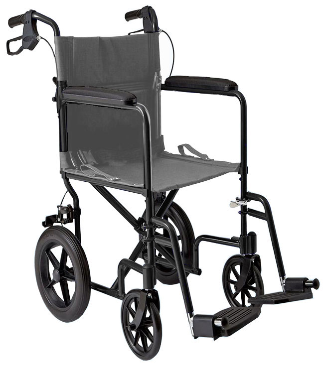 Lightweight Transport Wheelchair 19" Seat Width (12" Rear Wheels)