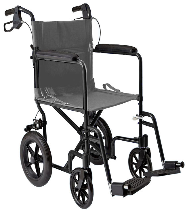 Lightweight Transport Wheelchair 19&quot; Seat Width (12&quot; Rear Wheels)