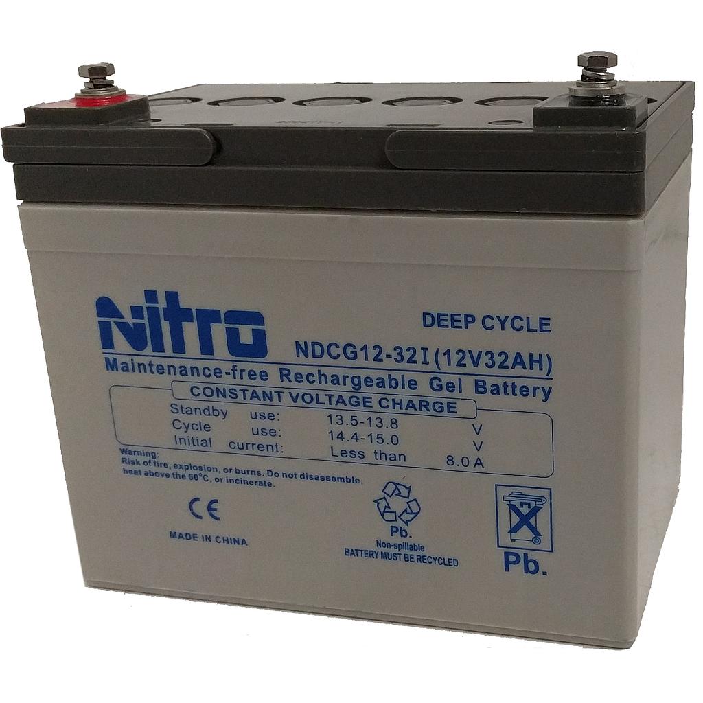 NITRO U1 Gel Scooter Battery, 12V, 32AH, deep cycle (Install not included)
