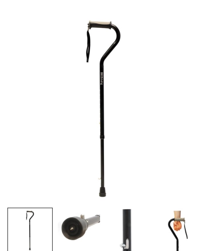 Offset Cane with Retractable Ice Pick Black