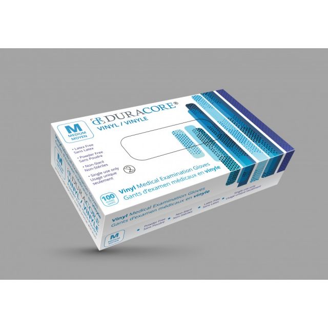 (Box 100) DURACORE VINYL EXAMINATION GLOVES, NON POWDERED