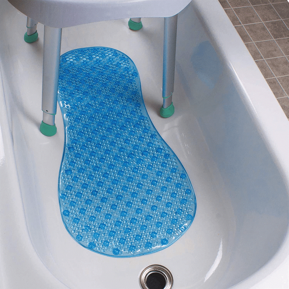 Carex Contoured Non-Slip Bath Mat Blue (16&quot; x 32&quot;)