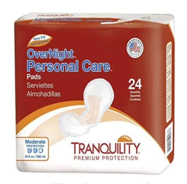 Tranquility Overnight Personal Care Pads, To be Worn in Regular Underwear - Pkg./24