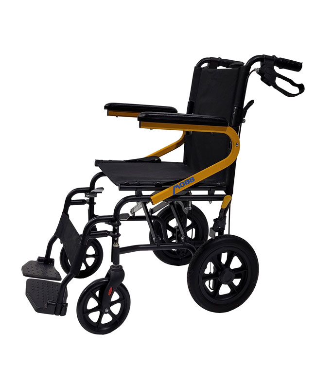 12" Wheel Transport Wheelchair Yellow (not durable, do not order!)  (18" Seat Width)