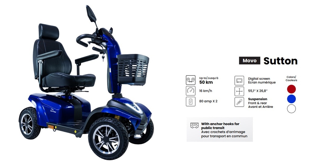 Movo Sutton Mobility Scooter (includes batteries)